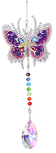 LYEAA Colgante de Cristal de Mariposa, Diamante de Cristal, lágrimas de ángel, Prisma de Cristal Arco Iris, atrapasoles, Colgante en Forma de lágrima, decoración de Cristal