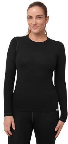 DANISH ENDURANCE Maglia Termica Donna in Lana Merino, Manica Lunga, per Sci, Trekking, Escursionismo, Black, L