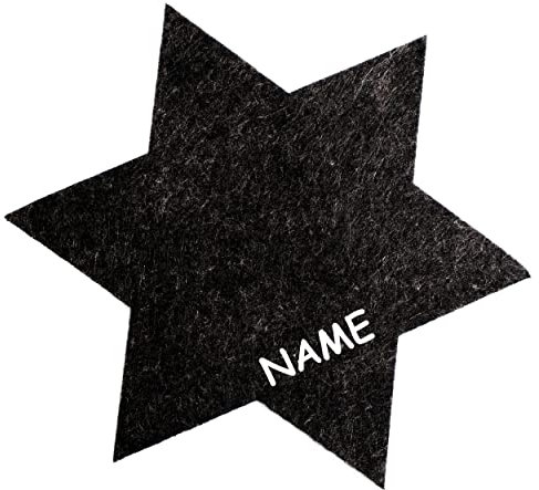alles-meine.de GmbH Kleiner Filz - Stern - schwarz - inkl. Name - Ø 15 cm__ Unterlage & Untersetzer/Deko - Glasuntersetzer - Bierdeckel - Getränke/Bar - Küche - Party - ..