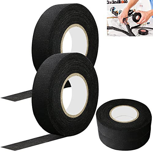 GOLRISEN 4 Rollos de Cinta Aislante Eléctrica de 19 mm x 15 m - Cinta de Tela Adhesiva para Cables de Motor Ignífuga