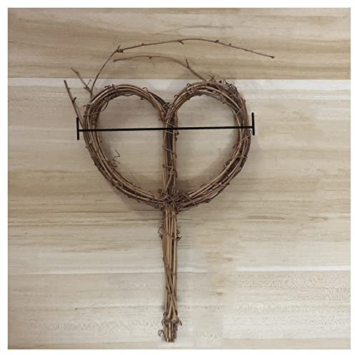 Egurs Rattan Kranz Herzförmig Weidenkranz ungeschält Tür Fenster Baum Hängende Ornament für Weihnachten,Karneval,Ostern,Silvester 10 * 10cm