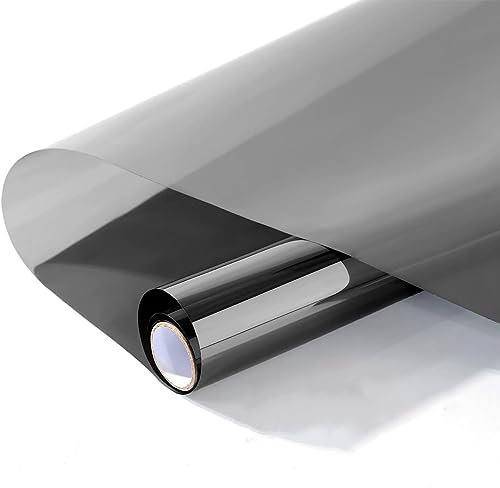 Cinbee Sonnenschutzfolie Fenster innen oder außen 44.5x400 cm, Selbstklebende Spiegelfolie Fenster Hitzeschutz, Reflektierende Fensterfolie Sonnenschutz, UV Schutzfoli Dachfenster, Schwarz - Silber