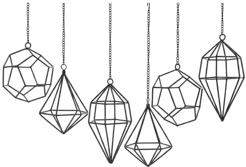 libproqia Himmeli - Juego de 6 Soportes Colgantes para Plantas de Aire, diseño geométrico Negro, para Plantas de Aire, helechos de Aire Tillandsia