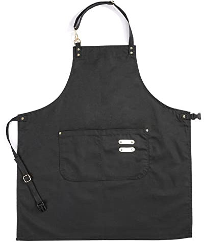 fayengan Canvas Work Apron Heavy Duty Water Resistant Tools Aprons With Pockets Unisex Fit Kitchen (Color : Black, Size : XL)