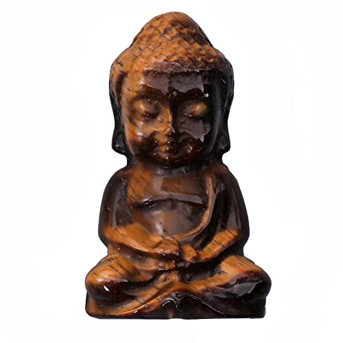 Lovionus89 Kristallstein-Baby-Buddha-Kristallfigur, 5,1 cm, handgeschnitzte Statue, Taschenstein, Heimdekoration, Tigerauge