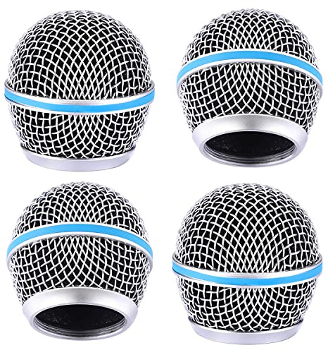 Facmogu Beta58A Steel Mesh Microphone Grill Head, Blue Microphone Grille Replacement Head for DIY Parts Accessory, Mic Replacement Grill Cover Built in Foam Filter, Mic Grilles Head for SM58 SM58S