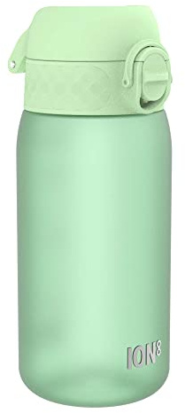 ion8 Kinder Trinkflasche, 350ml, Auslaufsicher, Einhandöffnung, Sichere Verriegelung, Spülmaschinenfest, BPA-frei, Tragegriff, Klappdeckel, Leicht zu Reinigen, Klimaneutral, Surfgrün