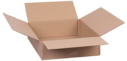smiley pack 50 Stück Faltkartons 400 x 300 x 100 mm braun | Versandkarton 40 x 30 x 10 cm aus Wellpappe 1 wellig – Karton, Pappkarton, Versandbox für Paket & Päckchen