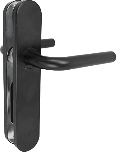 Amig - Set di maniglie con placca in polipropilene per porte | 245 x 45 mm | Quadrettatura da 8 mm | Design semplice ideale per la tua casa o ufficio | Acciaio e polipropilene nero