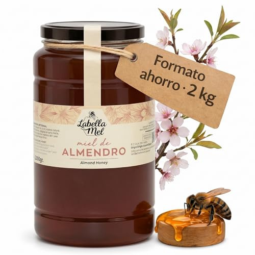 L'Abella Mel | Miel d'Amande Pur 100% Naturel | Miel d'Abeille Sans Additifs ni Sirops Ajoutés | Apiculture Familiale Depuis 4 Générations | Pot 2 kg
