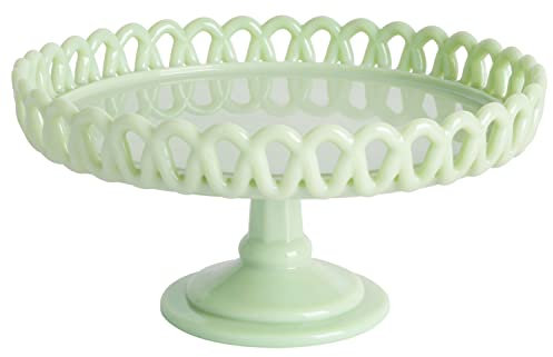 Martha Stewart Highbrook 8.5 Handmade Jadeite Glass Cake Stand