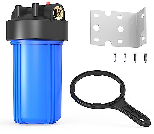MewMore WHB10 Boîtier de filtre à eau pour toute la maison, convient aux filtres à sédiments de 25,4 x 10,5 cm, pour eau de puits et de ville, port NPT de 2,5 cm, libération de pression