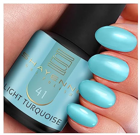 SHAYENNE UV Gel Nagellack - 41 Light Turquoise Türkis Blau 15 ml - Langanhaltend, Kratzfest & Hochglänzend - Profi-Qualität - LED kompatibel - Perfekt für Zuhause & Studio - Made in Germany