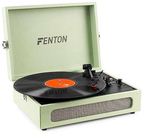 Fenton RP118C - Bluetooth Plattenspieler mit Lautsprecher, Bluetoothsender und Empfanger, Schallplattenspieler Retro Vintage, Vinyl Player, moderner Record Player, MP3 Converter, Creme Weiß