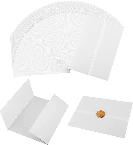 38 Stück Pergamenthüllen für Einladungen 13x18cm Vorgefaltet Pergamentpapier Bedruckbare Durchscheinend Pergamentjacken Vellum Paper Jacket für Hochzeit Geburtstag Einweihungsparty