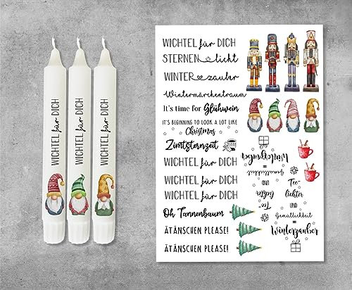 WICHTELGESCHENK Tattoofolie für Kerzen - ADVENT - für Kerzen/Keramik WICHTEL