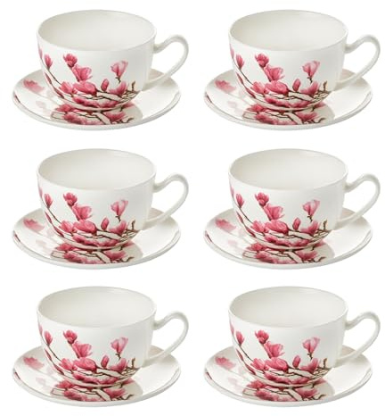 Mayumi Fine Bone China Jumbotasse mit Untertasse, 0,5 l H 11,8 cm, Ø 8 cm