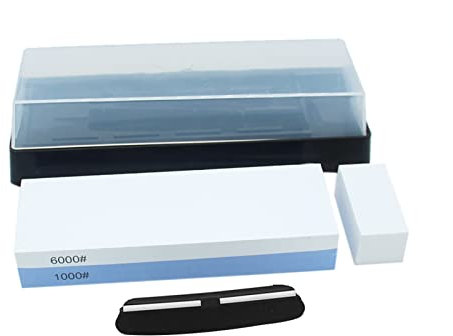 YIWENG Sharpening Stone Set 1000/6000 2 Side Whetstone Sharpener Wet Stone Sharpening Kit with Non Slip Base Flattening Stone Kitchen Waterstone Hard BOX