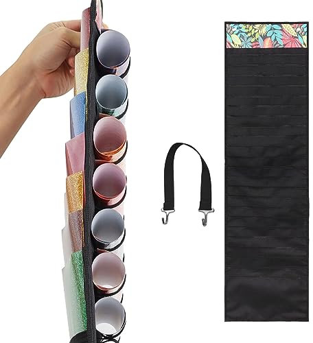 luolety Vinyl-Rollenhalter, 24 Fächer und 23 Taschen, Vinyl-Aufbewahrungsregal, Wandhalterung, über der Tür, Wickel-Organizer für Wärmetransferpapier