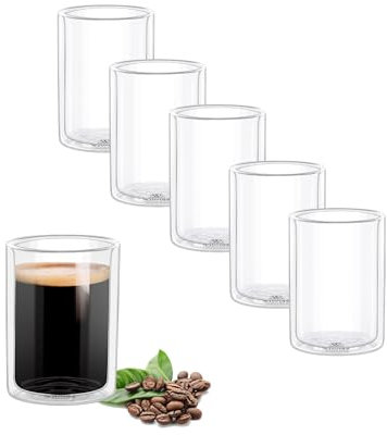 Wilmax - Verres thermiques - 100 ml - Lot de 6 - Verres à double paroi pour eau, thé, café, cocktails - Verres à thé et verres à café - Verres pour boissons chaudes et froides - Verres à eau