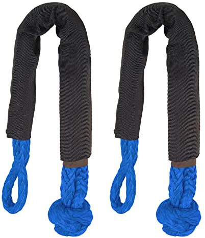 Grillete Suave de Remolque de 2 Uds, Fuerza de Rotura de 38000 Libras, Resistencia Al Desgarro, Portátil para Camiones, SUV Grandes y Vehículos Todoterreno (BLUE)
