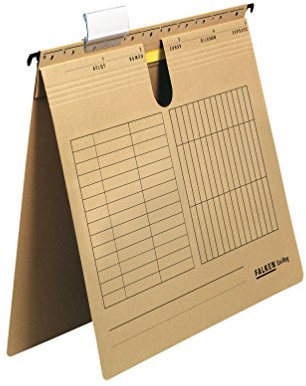 Original Falken 25er Pack Hängehefter UniReg. Made in Germany. Aus Recycling-Karton für DIN A4 kaufmännische Heftung, seitlich offen und mit Schlauchheftung braun Blauer Engel