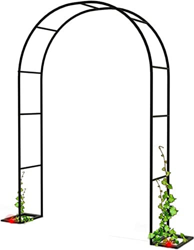 Rosenbogen, Garten-Torbogen Aus Metall, Pergola Rankhilfe Verzinkt Rost, Laubengang Rankgestell Mit Sockel Für Verschiedene Kletterpflanzen, Einfache Montage, 6 Größen,200x220x40CM