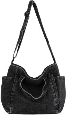 Jywmsc Bolso de Mano de Mezclilla para Mujer,Bolso de Mano de Lona con Cremallera,Bolsos de Hombro Tipo Bandolera Casuales de Gran Capacidad Monederos de Mezclilla