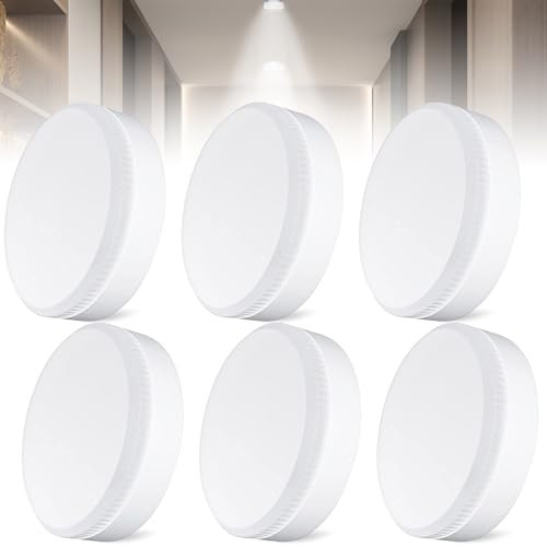GOMETY - Lote de 6 bombillas GX53 LED, color blanco cálido, 3000 K, 7 W, sustituye a una bombilla halógena, 700 LM GX53 Foco LED empotrable, bombilla LED para armarios no regulable para lámpara de