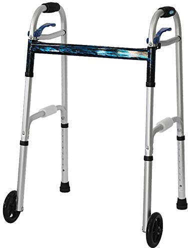CAFIEDR Gehhilfe für ältere Erwachsene, zusammenklappbare tragbare Tritthilfe mit 2 großen Rädern, Leichter aufrechter Rollator, höhenverstellbar, Tragkraft 150 kg