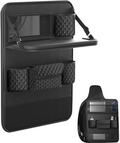 Sitz-Organizer für den Rücksitz – Auto-Organizer aus Leder mit klappbarer Tischablage – Rücksitz-Organizer, Auto-Rücksitz-Organizer, Rücksitz-Organizer für Spielzeug