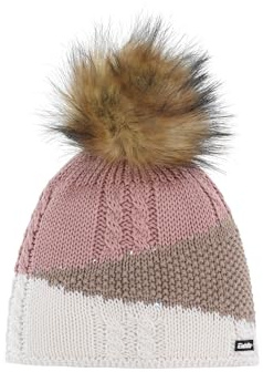 Eisbär Mütze Damen Eden Lux Crystal weiß - Wintermütze Bommelmütze | Merinomütze, Strickmütze mit Bommel, Pudelmütze, Swarovskikristalle, Kunstfellbommel, gefüttert, Warm, weich, kuschelig