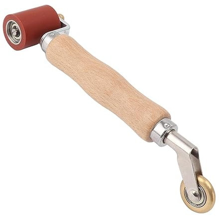 Pttnyuere 40 mm Tapetenroller, Nahtroller, Stahl, Holzgriff, Silikon-Nahtroller, Dual-Use-Messingrad für PVC-Schweißen, Langlebig, Leicht zu Tragen