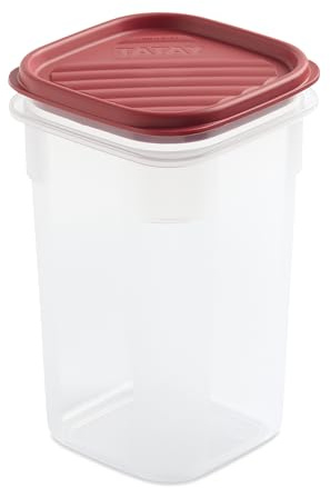 Tatay Tupper Hermético Top Flex 10x10x16,5 cm Plástico Libre de BPA | Tupper Hermético | Capacidad 1 L | Lavavajillas, Microondas, Nevera y Congelador | Cierre Hermético | Tapa a Presión, Rojo