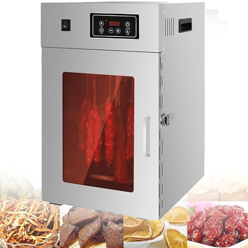 PASPRT Essiccatore per Alimenti Commerciale - Essiccatore Elettrico rotativo per Carne con Rotazione di 360°, Struttura in Acciaio Inossidabile, Timer Digitale 24 Ore
