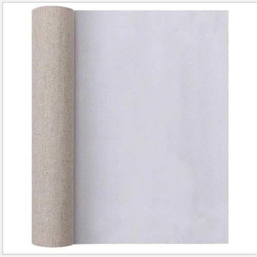 CYMMIYT Rotolo di Tela Tela Bianca for Pittura Strato Pittura a Olio acrilica Tela Misto Lino Primer Forniture artistiche for Artista 3 Metri Un Rotolo(3.0Meter 88CM)