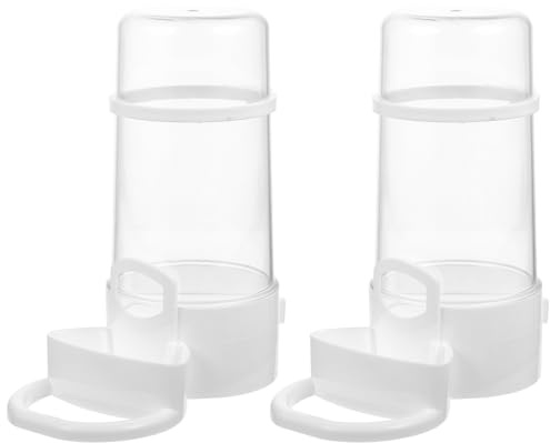 Milisten 2 Pcs Abreuvoir Automatique pour Oiseaux, Distributeur d'eau par Gravité avec Clip d'attache de Cage, Plastique Blanc et Transparent