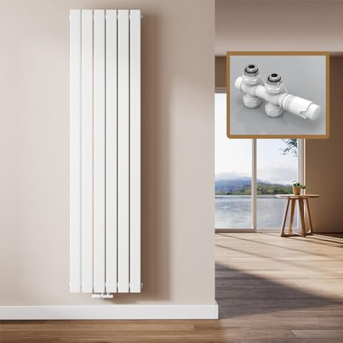 EMKE Design Heizkörper Flach mit Multiblock 1800x460 mm Vertikal Flachheizkörper mit Mittelanschluss, Einlagig Weiß Paneelheizkörper Wandheizkörper für Bad, Schlafzimmer & Wohnzimmer, 839W