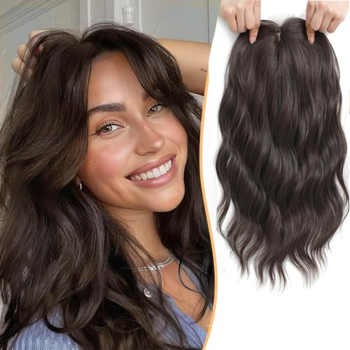 Ms Taj haartopper Haarteile für Damen, 40cm,Soft Brown Welliges Gewellt Haarteile für Frauen mit dünner werdendem Haar, Clip in synthetische Haarteil