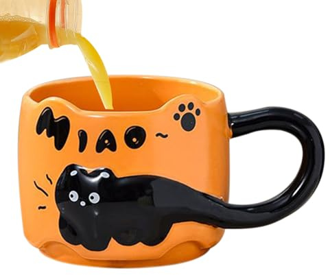 Genérico Taza De Gato | Taza De Desayuno Apilable | Decorativa de Cerámica con Diseño de Dibujos Animados para Bebidas Calientes como Café y Té Mujeres Niñas Niños Mamá Amantes de Mascotas
