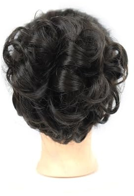 jianjunchaling hårdel, lockig hårdel, förlängningar, hårgummi, hög stickning, syntetiska kammar i mässy bun-hårstycke för kvinnor hår ponytail för kvinnor flickor (naturlig svart)
