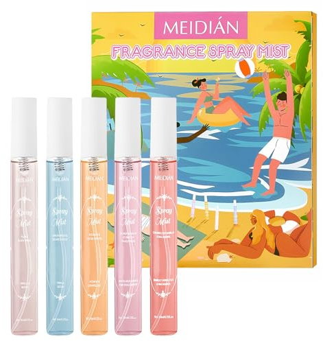 Coffret de 5 Brume de Parfum,mini parfums corporels pour femme,brume parfumée Pour cheveux et corps, format voyage, longue tenue, idéal pour les vacances et les cadeaux (10 ml chacun)