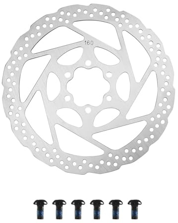 HUVZOR 1 pièce Disque de frein pour vélo, Ensemble Rotors de Frein à Disque de 160 mm avec 6 Vis en Acier Inoxydable, Disque de Frein VTT pour Vélo de Route