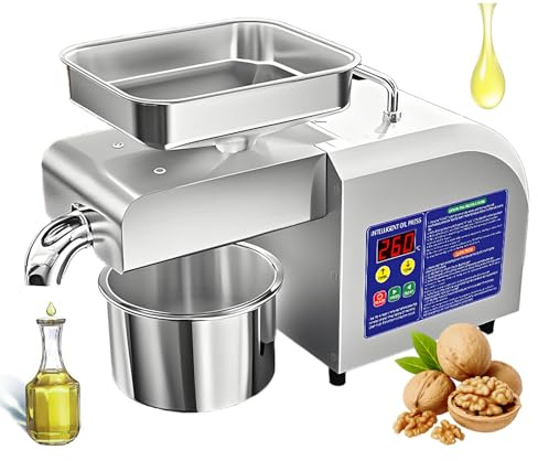 New Z5 Automatic Oil Press Machine 1100W & Dual Cold & Hot Pressing, 3-6kg/h, Stainless Steel Oil Extractor & Home & Commercial Oil Maker for Nuts, Seeds,Sesame,Peanut,Walnut,Olive Kernels, Silver