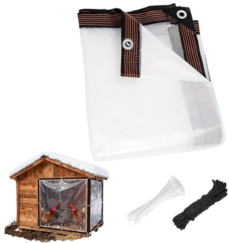 Holdes Winterschutzhülle für Hühnerstall, isolierend | Transparente Abdeckplane wasserdicht mit verstärkten Kanten | für Winter, , Terrasse, Haus, Pavillon, BAU