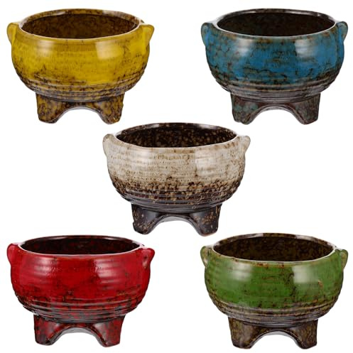 NUOBESTY Macetas para Suculentas de Cerámica Orificio de Drenaje Juego de 5 Piezas en Colores y Macetas para Jardín y Balcón Decoración para Huerto y Hogar