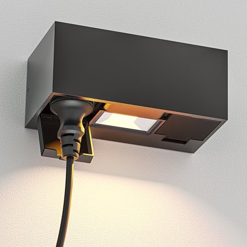 ledscom.de Wandsteckdose WAST für außen, IP44, 2-fach, anthrazit, inkl. LED Downlight, 430lm, warmweiß