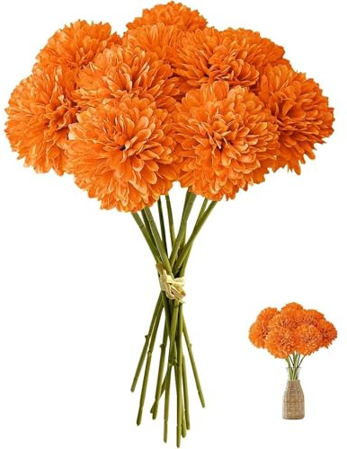 GIUSOBG 12 Piezas Hortensias Artificiales Flores Artificiales Naranja