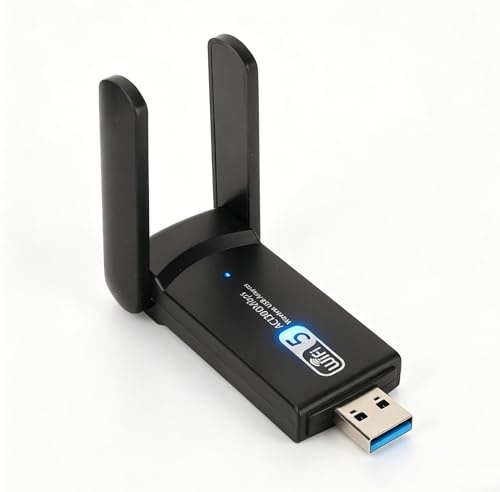 Ticfox Adattatore WiFi USB Dual Band,1300Mbps Chiavetta WiFi per PC Fisso | Dual Band WiFi Stick Adattatore 2.4GHz/58GHz, Chiavetta USB WiFi con Antenna WiFi USB per Wins XP 7 8 8.1 10 (Nero)