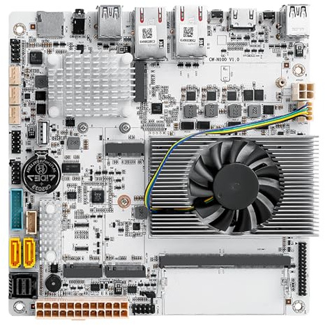 Scheda madre NAS Dual 10GbE a 6 alloggiamenti con ventola, X550-AT2 NIC, 6xSATA 3.0, 3xM.2 NVMe, Mini-ITX, DDR5, HDMI 4K (N150, N150 con ventola e cavo SFF-8643)